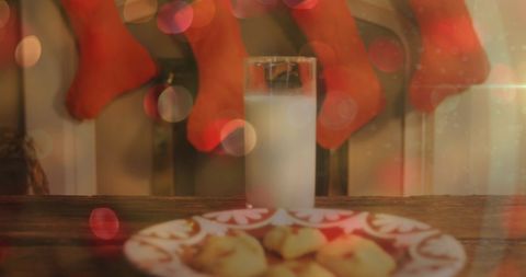 Cozy Christmas Eve with Milk and Cookies Set for Santa - Download Free Stock Images Pikwizard.com