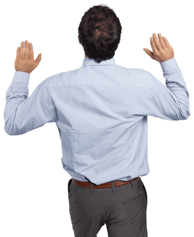 Transparent Businessman with Hands Raised in Gesture - Download Free Stock Videos Pikwizard.com