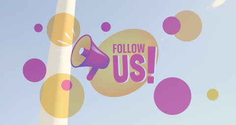 Social Media Follow Us Banner with Colorful Megaphone Theme