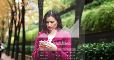 Businesswoman Engaging with Technology in Park Setting