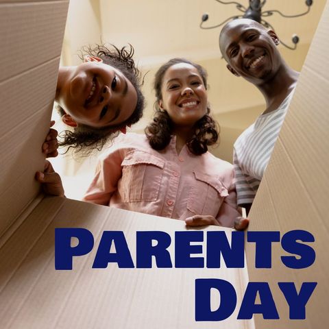 Cheerful family celebrating parents day with joy