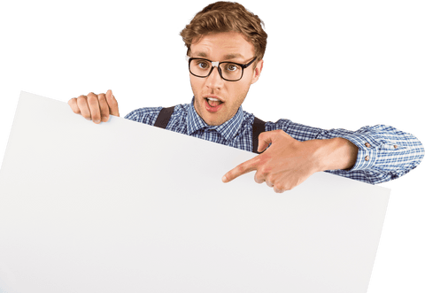 Excited Young Man Pointing at Blank Transparent Sign for Advertisements - Download Free Stock Videos Pikwizard.com