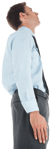 Transparent Photo of Businessman Looking Up Standing in Profile