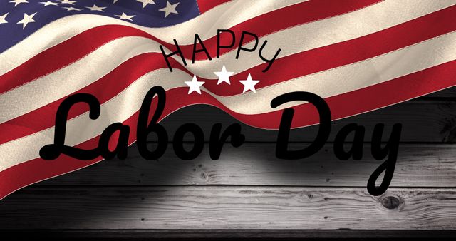 Patriotic background featuring swirled American flag and 'Happy Labor Day' text. Ideal for social media posts, holiday greetings, and promotional materials.