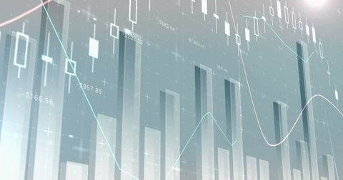 Futuristic financial graphs with digital interface