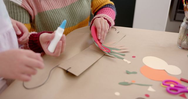 Children Doing Craft Activity with Paper and Glue - Download Free Stock Images Pikwizard.com