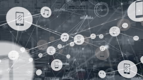 Abstract Network Connections Overlaid on Technical Background