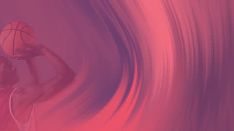 Dynamic Basketball Player with Swirling Abstract Shapes