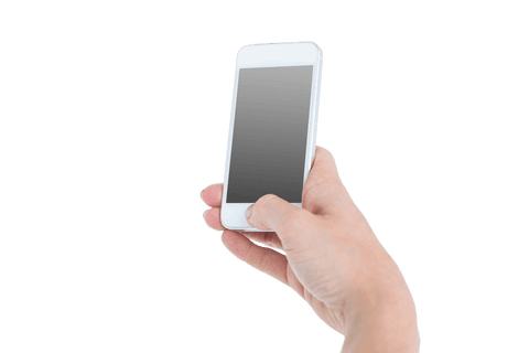Transparent background smartphone in hand