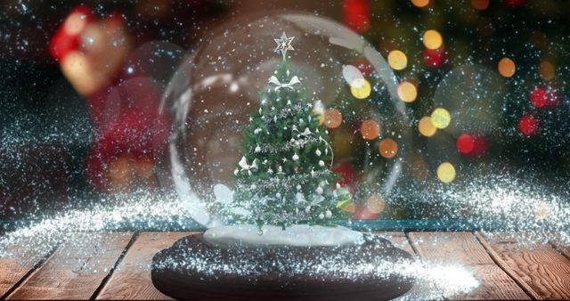 Magical Snow Globe With Christmas Lights Background - Download Free Stock Images Pikwizard.com