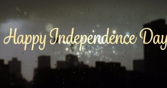 Happy Independence Day with Cityscape and Fireworks - Download Free Stock Images Pikwizard.com