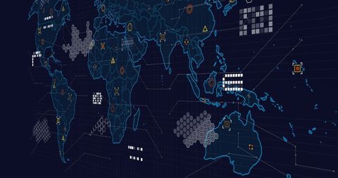 Digital World Map with Data Analytics Interface - Download Free Stock Images Pikwizard.com