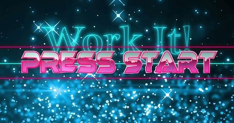 Retro Futuristic Arcade Interface Neon Text