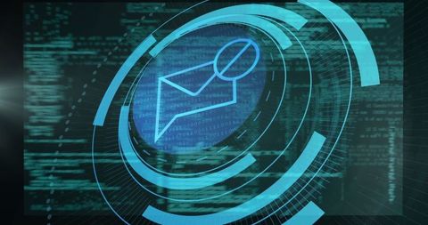 futuristic digital mail icon and monitors augmented reality interface - Download Free Stock Images Pikwizard.com