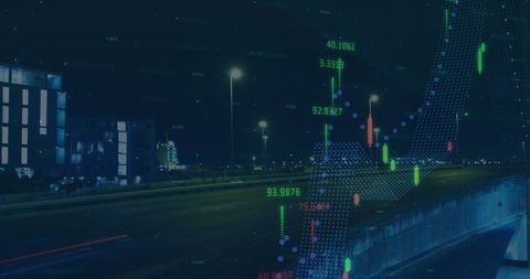Financial Graphs Intersecting Urban Nightscape with Algorithm Process - Download Free Stock Images Pikwizard.com