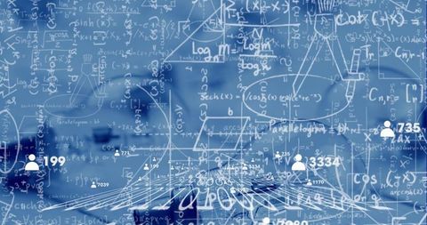 Abstract Scientific Data Visualization with Formulas and Icon Overlay - Download Free Stock Images Pikwizard.com