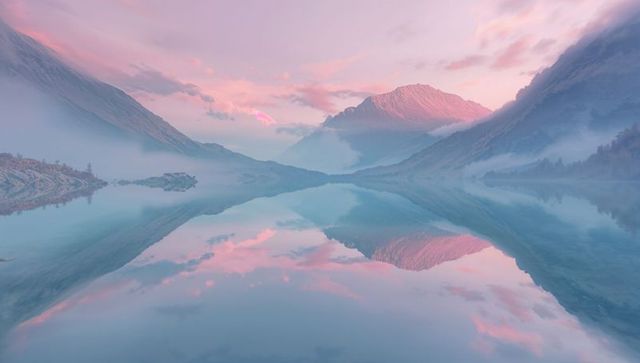 Tranquil Alpine Lake Reflections at Sunrise