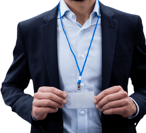 businessman with transparent id card on blue lanyard - Download Free Stock Videos Pikwizard.com