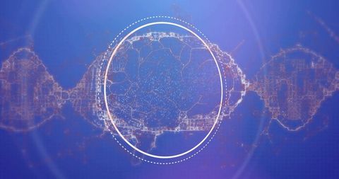 Futuristic Digital DNA Sequence and Network Visualization