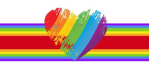 Rainbow Heart with Stripes Illustrating LGBTQ Pride and Equality