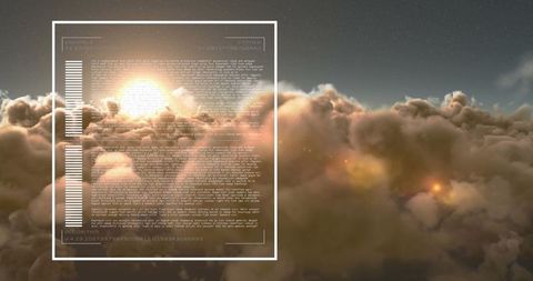 futuristic data interface floating over dawn clouds - Download Free Stock Images Pikwizard.com