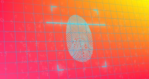 Fingerprint on Red Gradient with Grid and Codes - Download Free Stock Images Pikwizard.com