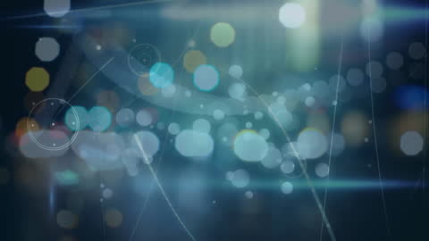 Abstract digital network over city night lights