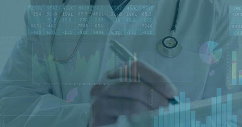 Mature Doctor Using Tablet for Data Analysis in Modern Clinic