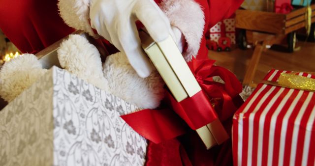 Santa Claus Delivering Christmas Gifts and Teddy Bear - Download Free Stock Images Pikwizard.com