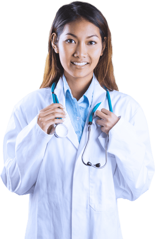 transparent asian doctor holding stethoscope smiling confidently - Download Free Stock Videos Pikwizard.com