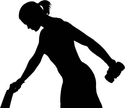 Silhouette of woman lifting dumbbell for fitness concept on transparent background