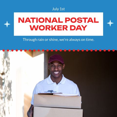 Celebrating National Postal Worker Day Featuring Smiling Courier - Download Free Stock Templates Pikwizard.com