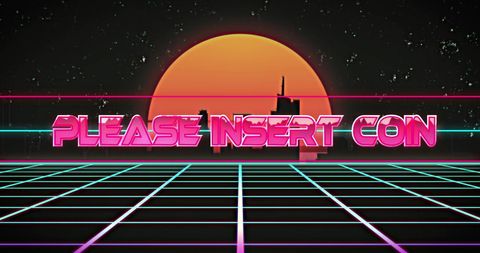 Retro Futuristic Interface With Insert Coin Message