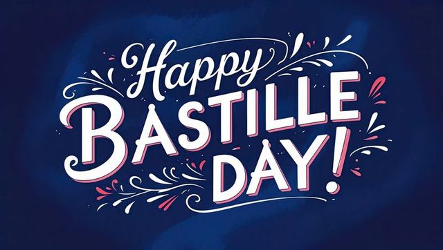 Stylized bastille day celebration typography design
