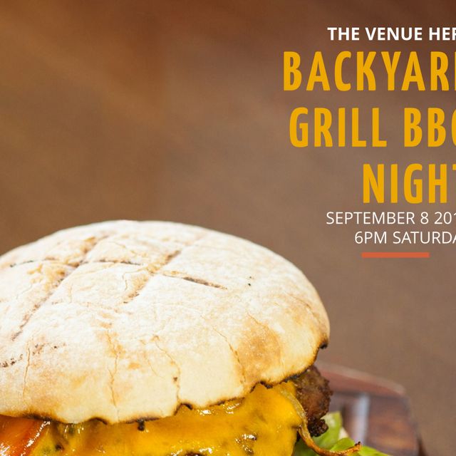 Cheesy Burger at Backyard Grill BBQ Night Event Promotion - Download Free Stock Templates Pikwizard.com