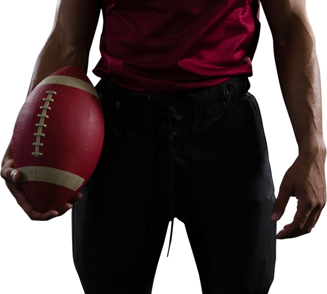 Transparent Football Player Holding American Football Midsection - Download Free Stock Videos Pikwizard.com