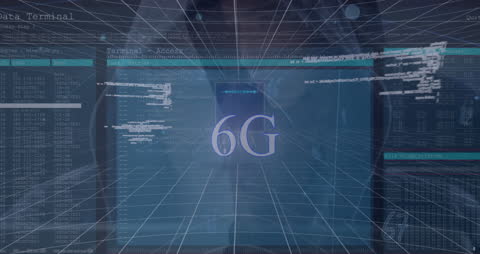 Futuristic 6G Technology Concept with Digital Data Streams