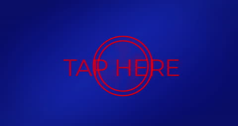 Neon 'Tap Here' Animated Banner on Blue Gradient