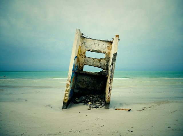 This derelict concrete structure on a remote beach evokes a sense of abandonment and intrigue. Ideal for use in projects with themes of post-apocalyptic scenarios, decay, or solitude. Suitable for book covers, travel blogs highlighting unusual destinations, or as a visual metaphor for resilience.