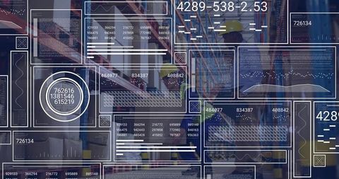 Warehouse Workers Using Tablet with Augmented HUD Overlays for Inventory Analytics