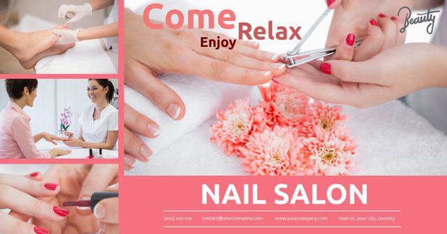 Vibrant Nail Salon Advertisement Template Featuring Beauty Services - Download Free Stock Templates Pikwizard.com