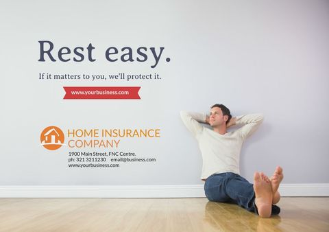 man relaxing against wall symbolizing home insurance peace - Download Free Stock Templates Pikwizard.com