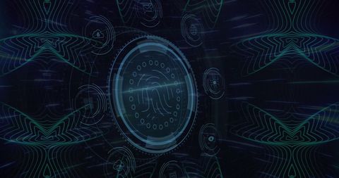 intricate digital interface with fingerprint and tech symbols - Download Free Stock Images Pikwizard.com