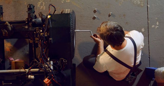 Mechanic Working on Car Engine Repair in Workshop - Download Free Stock Images Pikwizard.com