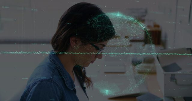 Young Professional Woman Analyzing Data with Virtual Hologram Interface - Download Free Stock Images Pikwizard.com