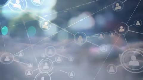 Abstract Digital Network with User Icons Connection