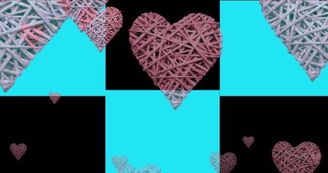 Pink Hearts on Geometric Background with Love Theme