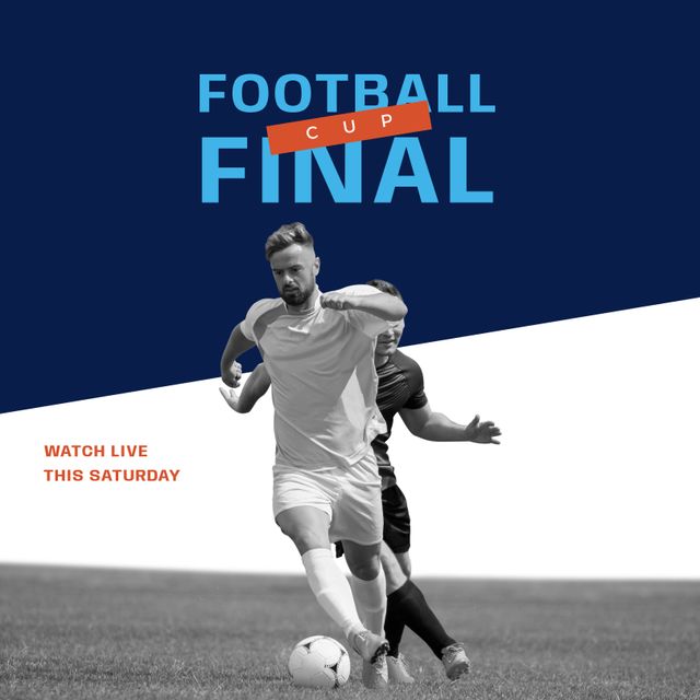 Football Cup Final Poster with Action Shot of Players - Download Free Stock Templates Pikwizard.com