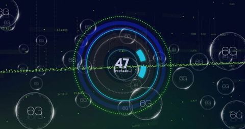 Digital 6G Network Interface Displaying Real-Time Connectivity
