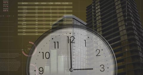 Global Business with Clock Overlaid on Cityscape - Download Free Stock Images Pikwizard.com
